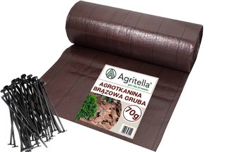 Agrotkanina brązowa Agritella 1,6x100m 70g + Szpilki 50szt
