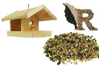 Drewniany karmnik dla ptaków Ptasia Biesiada™ + pokarm zimowy 5 kg Standard